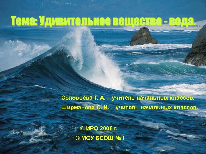 Соловьёва Г. А. – учитель начальных классов.Ширманова С. И. – учитель начальных