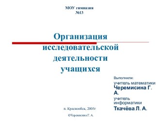 Организация исследовательской работы учащихся