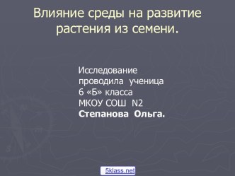 Условия прорастания семян