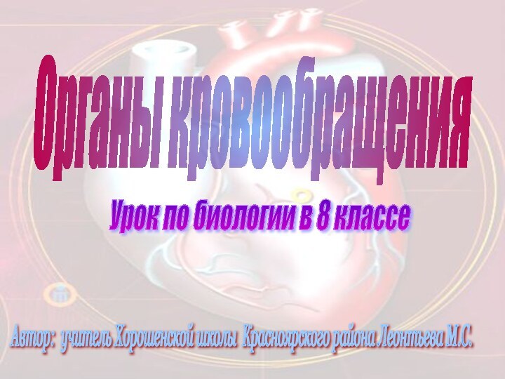 Урок по биологии в 8 классе Автор: учитель Хорошенской школы Красноярского района