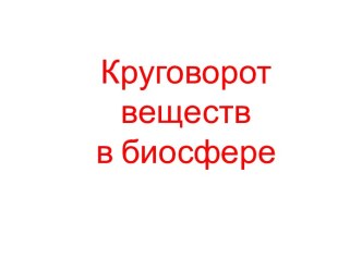 Круговорот веществ в биосфере