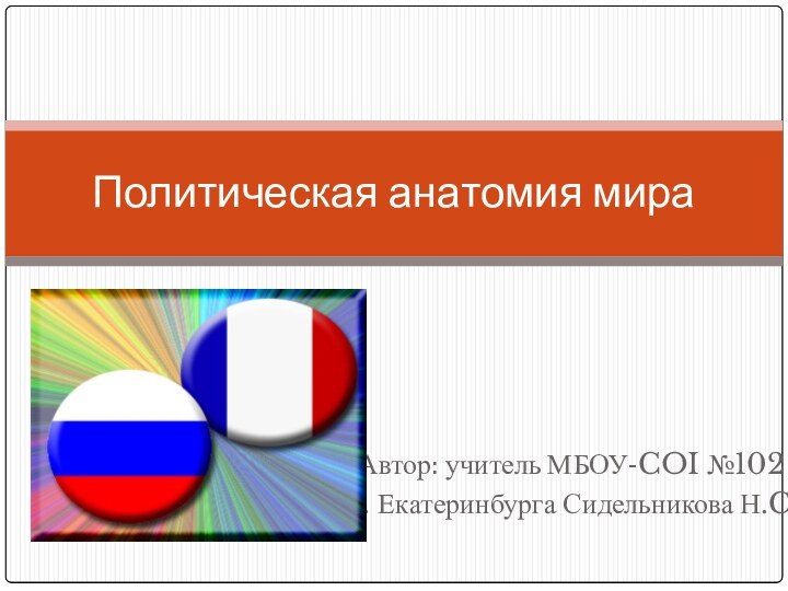 Автор: учитель МБОУ-COI №102г. Екатеринбурга Сидельникова Н.C.Политическая анатомия мира