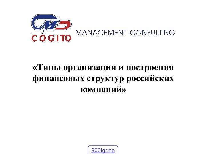 «Типы организации и построения финансовых структур российских компаний»