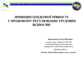 Принцип гендерного равенства в правовом регулировании трудовых отношений