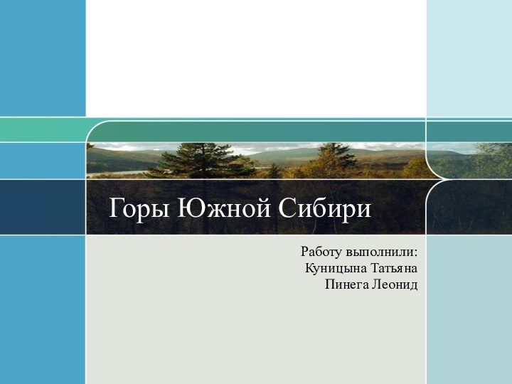 Горы Южной Сибири Работу выполнили:Куницына ТатьянаПинега Леонид