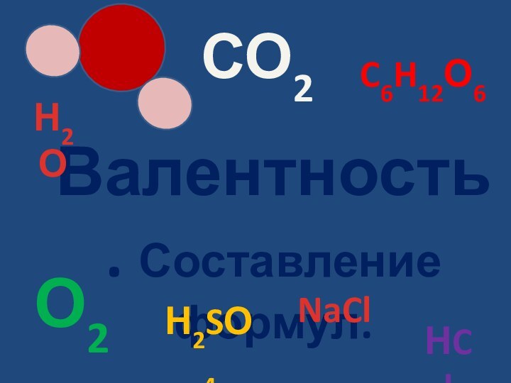 Валентность. Составление формул.Н2ОСО2НClNaClН2SО4C6H12О6О2