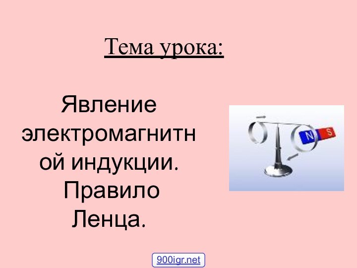 Явление электромагнитной индукции. Правило Ленца.Тема урока: