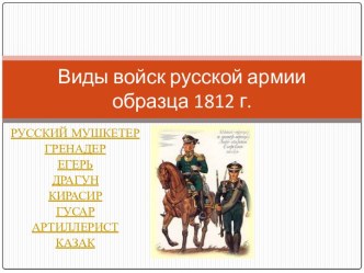 Виды войск русской армии образца 1812 г