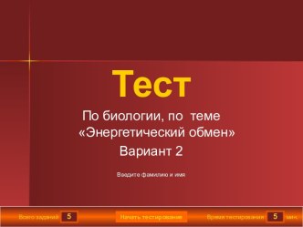 Энергетический обмен Вариант 2