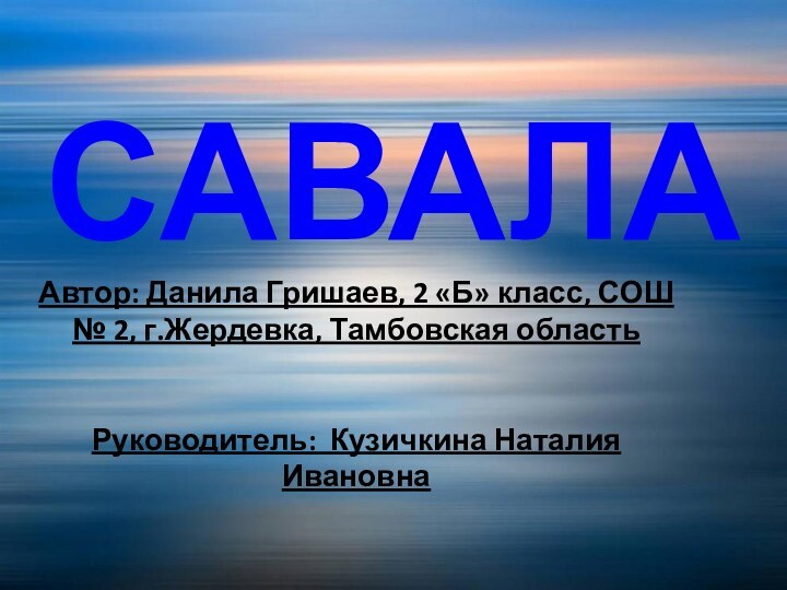 САВАЛААвтор: Данила Гришаев, 2 «Б» класс, СОШ № 2, г.Жердевка, Тамбовская область