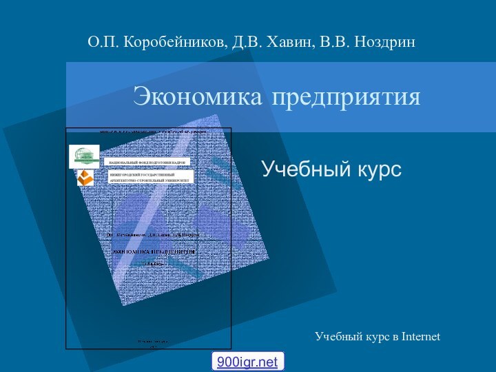 Экономика предприятияУчебный курсО.П. Коробейников, Д.В. Хавин, В.В. НоздринУчебный курс в Internet