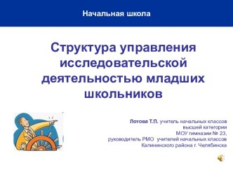 Структура управления исследовательской деятельностью младших школьников