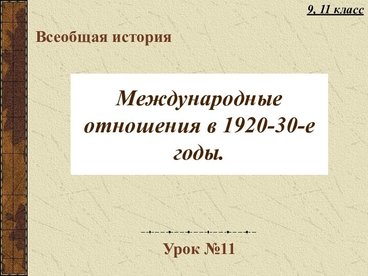 Международные отношения в 1920-30-е годы.Всеобщая историяУрок №119, 11 класс