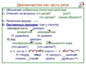 Деепричастие как часть речи