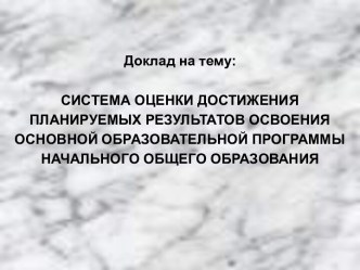 Система оценки достижения планируемых результатов освоения основной образовательной программы начального общего образования