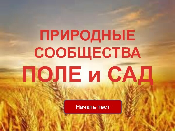 Начать тестПРИРОДНЫЕ СООБЩЕСТВАПОЛЕ и САД