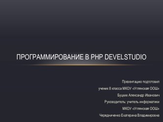 Программирование в PHP DevelStudio