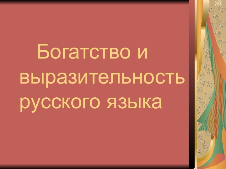 Богатство и выразительность    русского языка