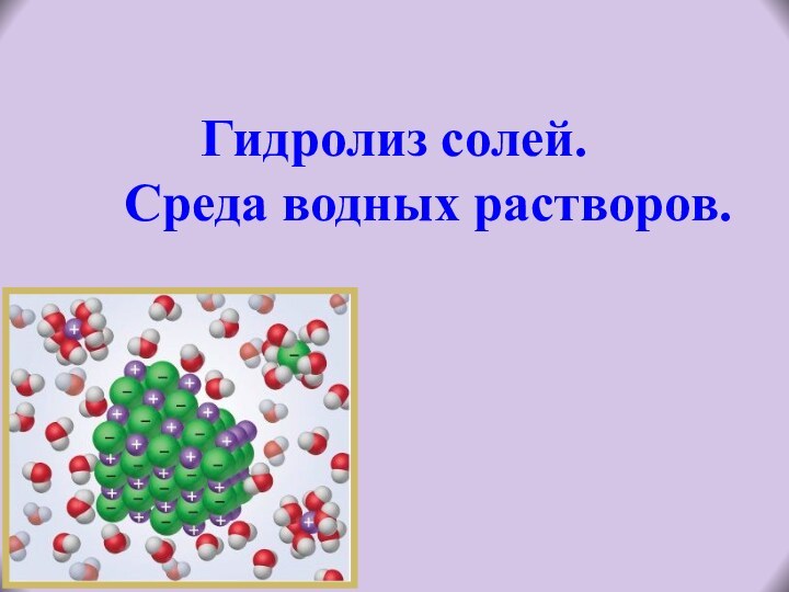 Гидролиз солей.       Среда водных растворов.