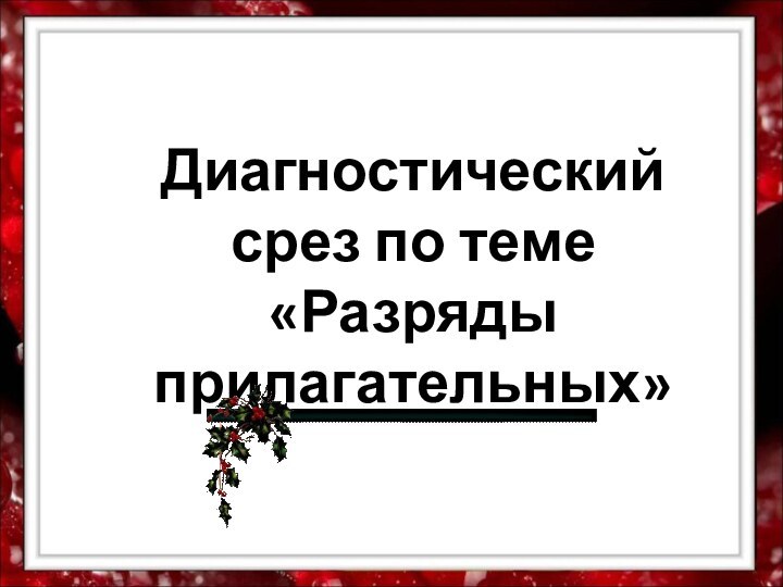 Диагностический срез по теме «Разряды прилагательных»