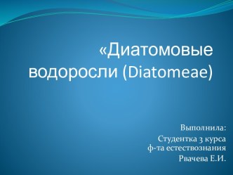 Диатомовые водоросли (Diatomeae)