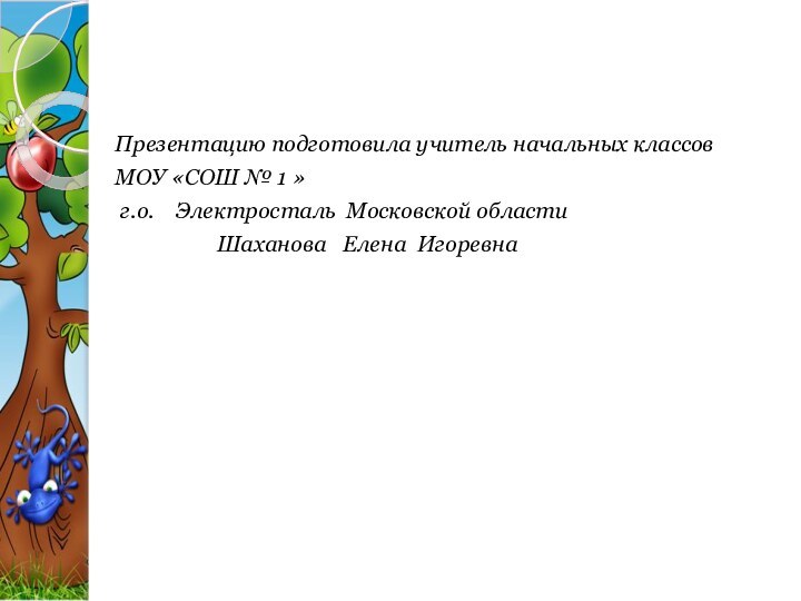 Презентацию подготовила учитель начальных классовМОУ «СОШ № 1 » г.о.  Электросталь