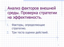 Анализ факторов внешней среды. Проверка стратегии на эффективность.