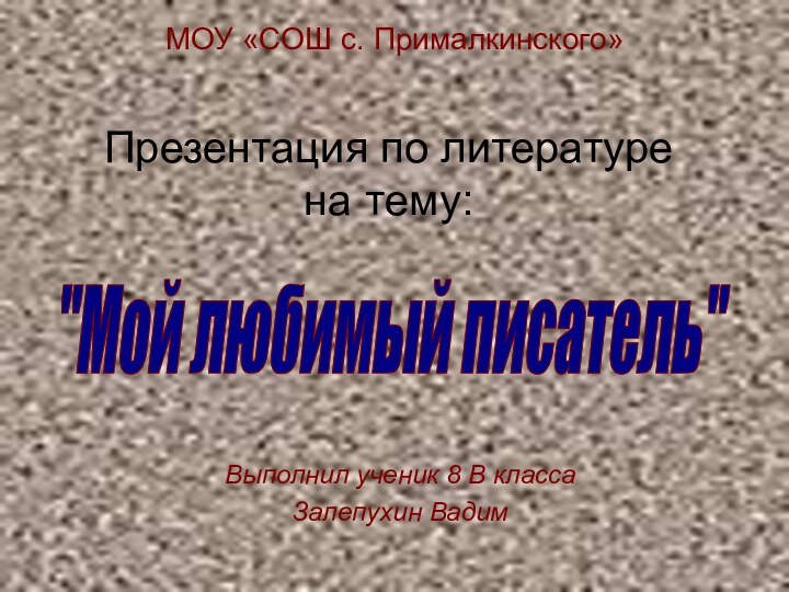 Презентация по литературе  на тему: Выполнил ученик 8 В класса Залепухин