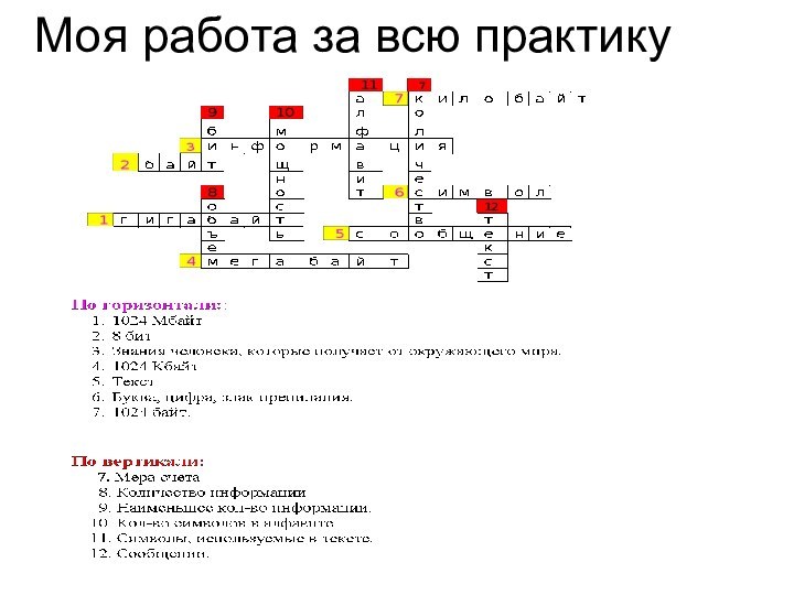 Моя работа за всю практику