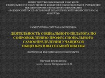 Деятельность социального педагога по сопровождению профессионального самоопределения учащихся общеобразовательной школы