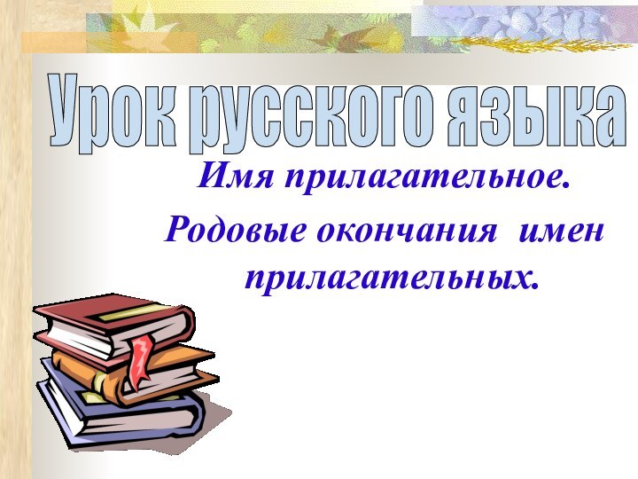 Имя прилагательное.Родовые окончания имен прилагательных.Урок русского языка