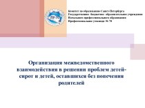 Организация межведомственного взаимодействия в решении проблем детей-сирот и детей, оставшихся без попечения родителей