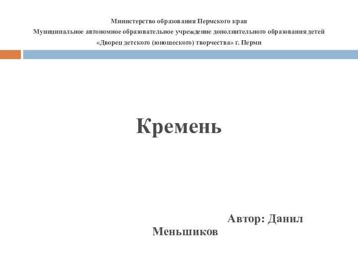 Министерство образования Пермского краяМуниципальное автономное образовательное учреждение дополнительного образования детей«Дворец детского (юношеского)