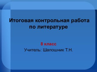 Итоговая контрольная работа по литературе 8 класс