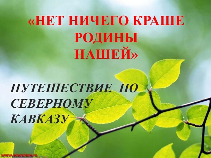 «НЕТ НИЧЕГО КРАШЕ РОДИНЫ  НАШЕЙ»ПУТЕШЕСТВИЕ ПО СЕВЕРНОМУ КАВКАЗУ