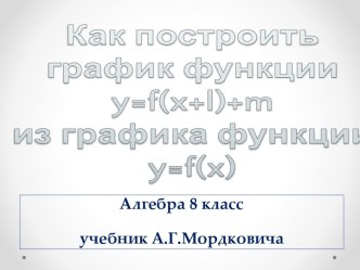 Как построить график функции y=f(x+l)+m из графика функции y=f(x)