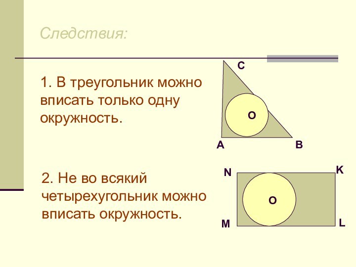 Следствия: