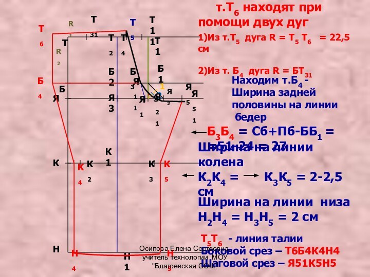 ТНЯБК   т.Т6 находят при помощи двух дуг Я2Я1Б1Т11)Из т.Т5 дуга