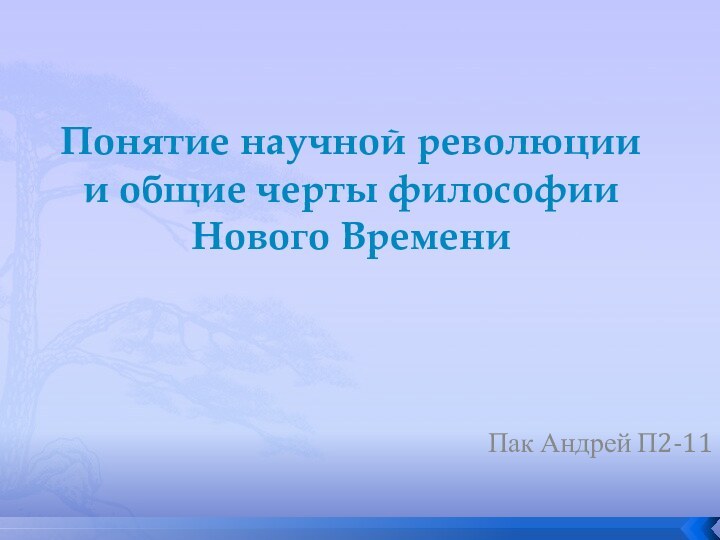 Понятие научной революции и общие черты философии Нового ВремениПак Андрей П2-11