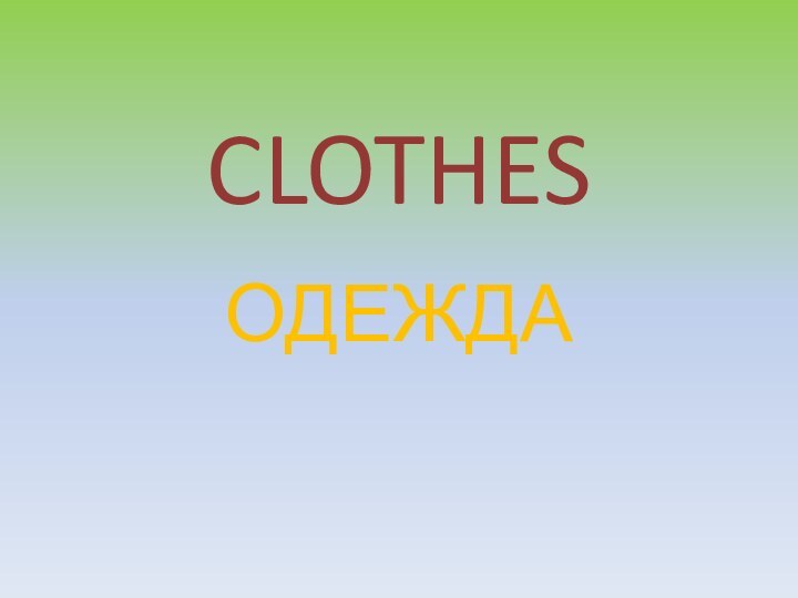 CLOTHESОДЕЖДА