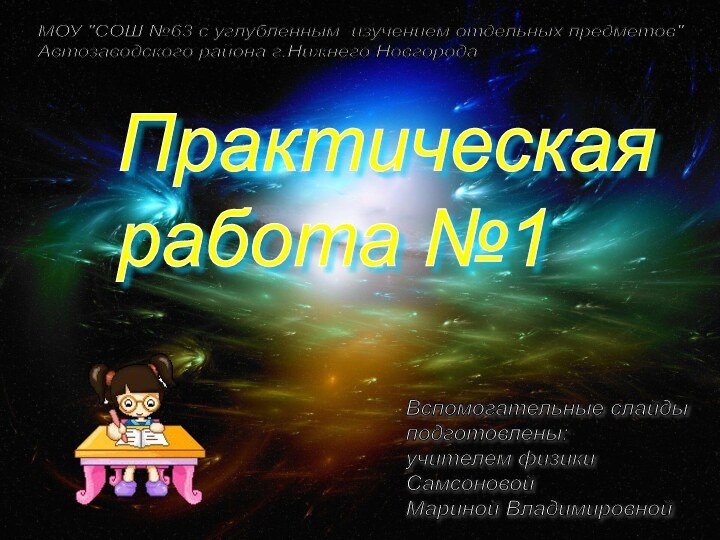 Практическая  работа №1Вспомогательные слайды  подготовлены:  учителем физики  Самсоновой