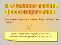 Основные правила дифференцирования