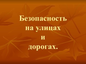 Безопасность на улицах и дорогах