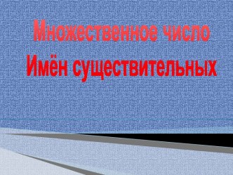 Множественное число. Имён существительных