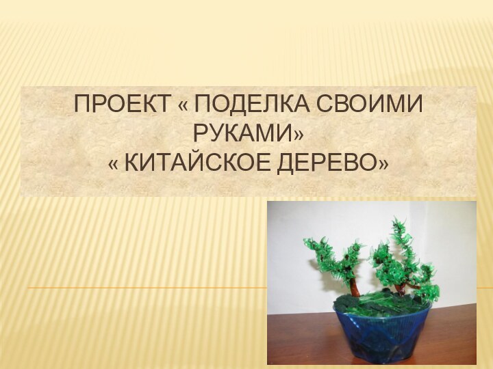 Проект « Поделка своими руками» « Китайское Дерево»