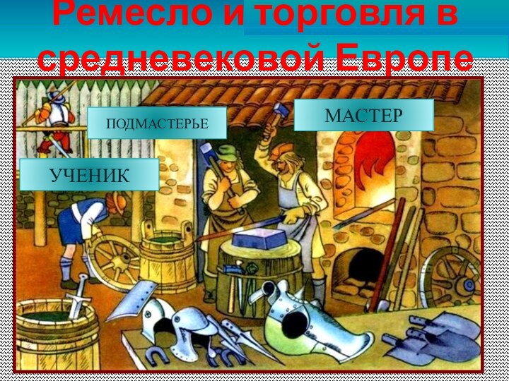 Ремесло и торговля в средневековой ЕвропеМАСТЕРПОДМАСТЕРЬЕУЧЕНИК