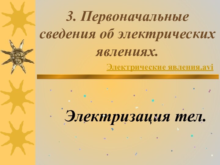 3. Первоначальные сведения об электрических явлениях.Электризация тел.Электрические явления.avi