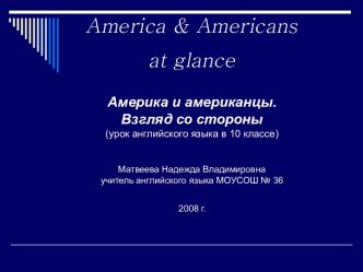 America & Americans at glance