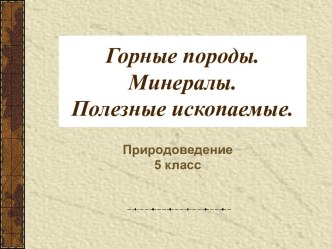 Презентация Горные породы и минералы