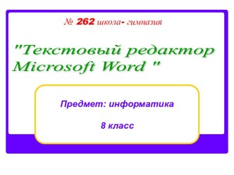 Текстовый редактор Microsoft Word